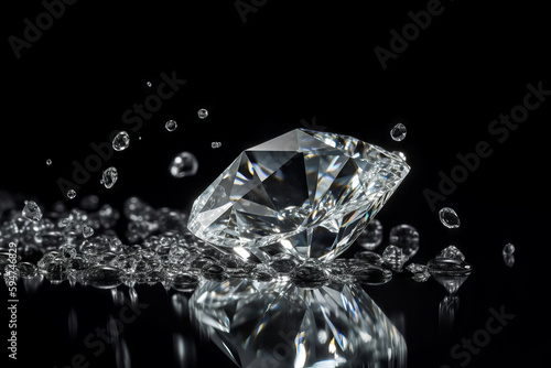 diamonds on black background. A scattering of diamonds. generative ai © Irina