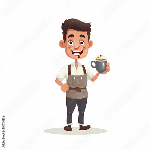 Barista Coffee Shop Illustration. Generative AI