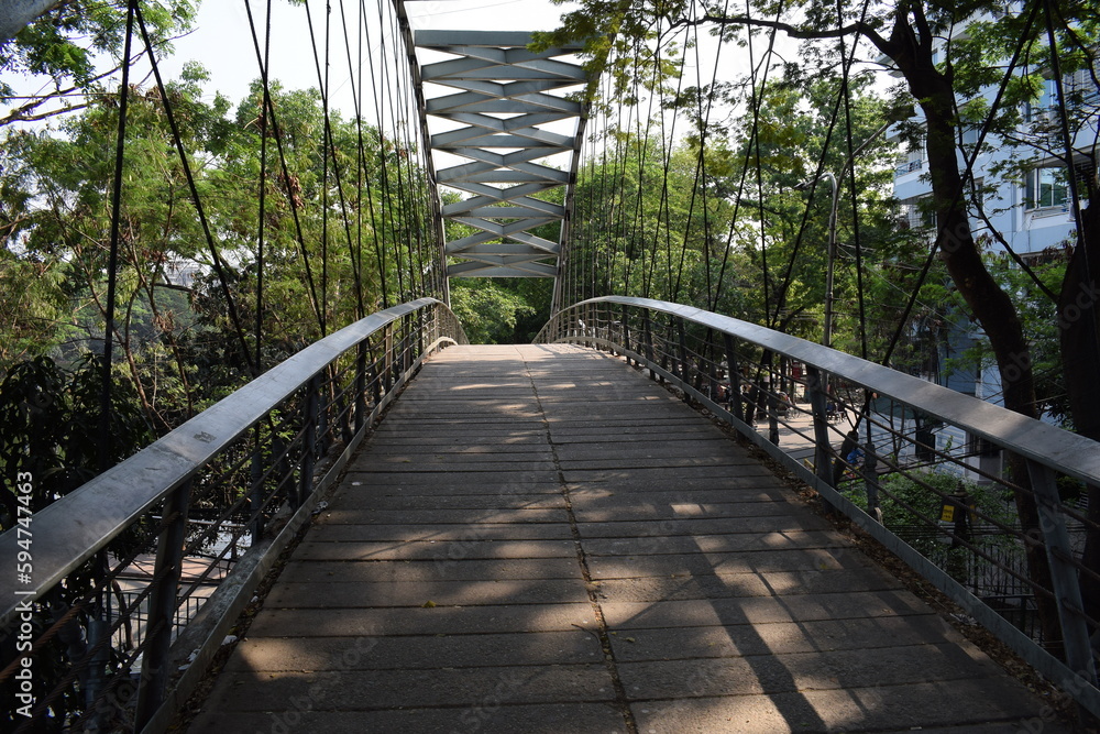Straight bridge over the park