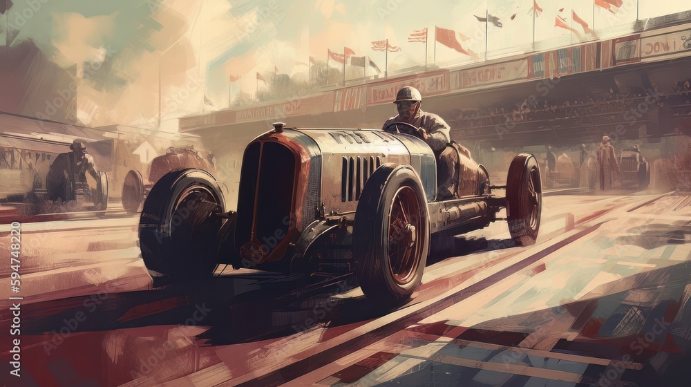 1930s era Indianapolis 500 race car. Generative AI Stock Illustration ...