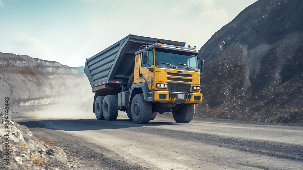 Haul Truck on Open Pit Mine Road Generative AI Haul Truck on Open Pit Mine Road Generative AI