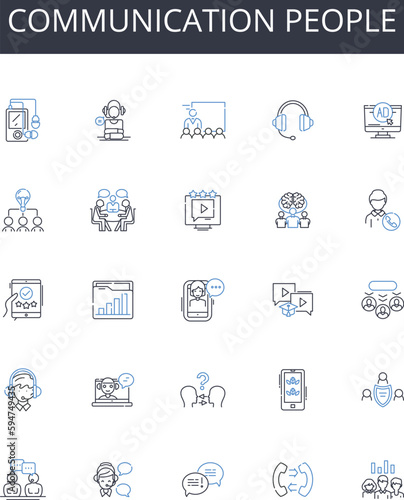 Communication people line icons collection. Correspondence, Conversation, Interaction, Dialogue, Exchange, Discourse, Collaboration vector and linear illustration. Nerking,Contact,Verbalization