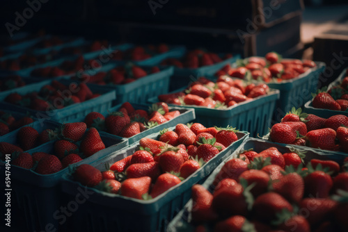 Strawberries Farmers Market created with Generative AI Technology  ai  generative