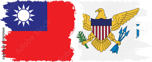 United States Virgin Islands and Taiwan grunge flags connection vec