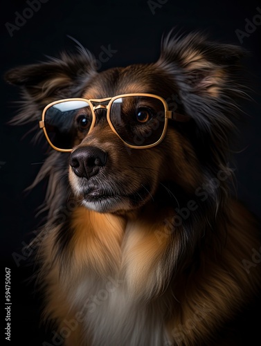 A dog wearing sunglasses is shown in this photo. © LUPACO PNG