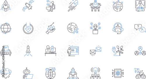 Breakthrough concept line icons collection. Innovation, Revelation, Advancement, Paradigm, Transformation, Invention, Game-changer vector and linear illustration. Progression,Groundbreaking,Discovery