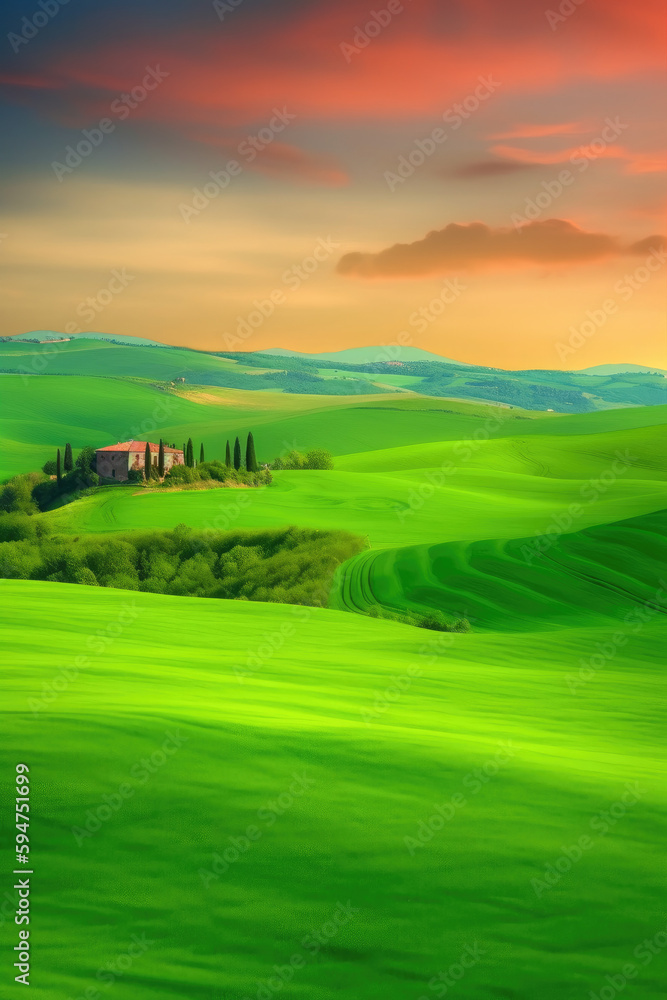 Tuscany countryside landscape, Generative AI