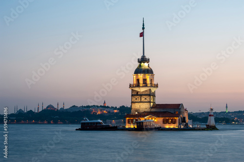 Maiden's Tower view in istanbul evening