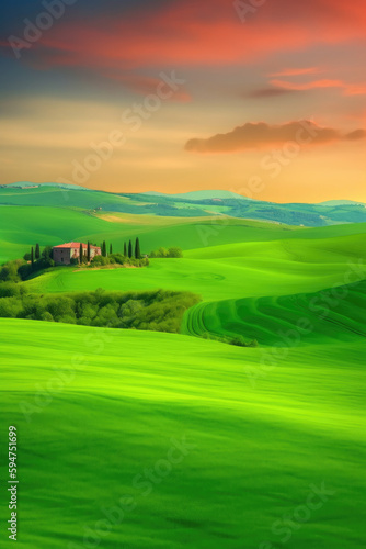 Tuscany countryside landscape, Generative AI