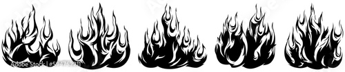 Fire flames isolated template. Tribal design. Car stickers. Icon fire illustration. Multiple shape tattoo design.