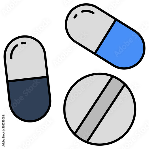 An editable design icon of pills 