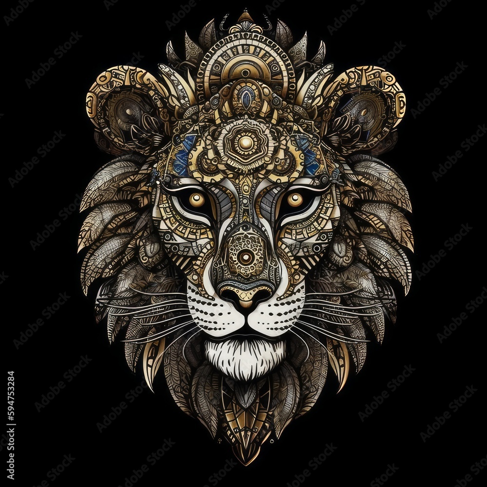 Lion sticker fashion style on black background. Lion sticker fashion style on black background.