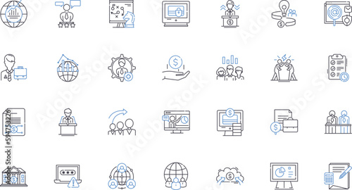 Combination line icons collection. Fusion, Blend, Mix, Medley, Mixture, Compilation, Collaboration vector and linear illustration. Hybrid,Commingling,Synthesis outline signs set