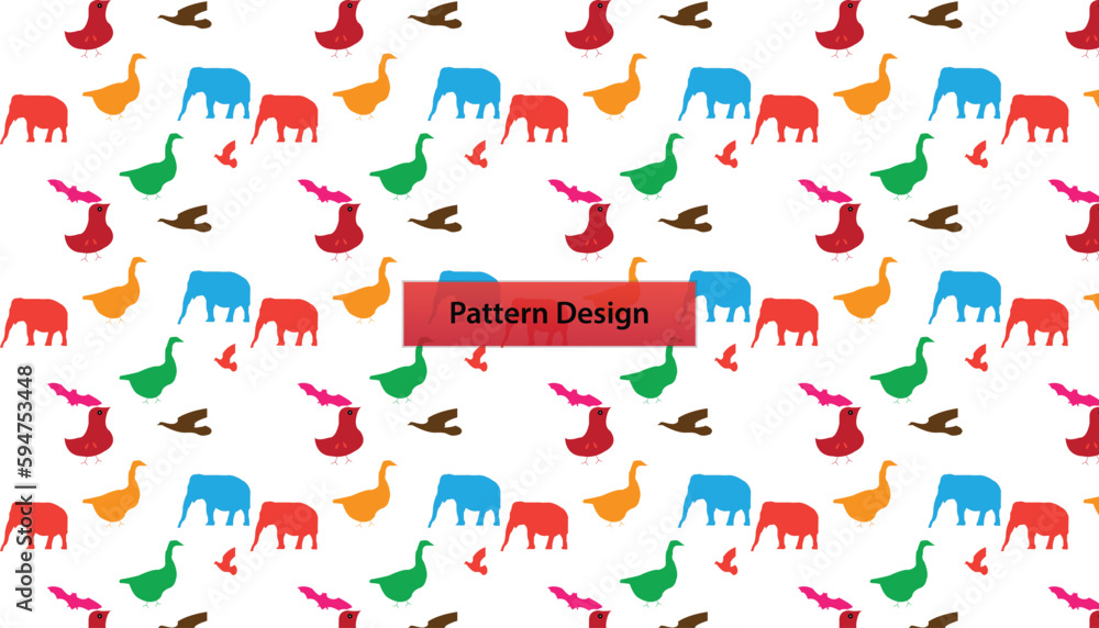 Seamless pattern design with animals . Vector illustration .