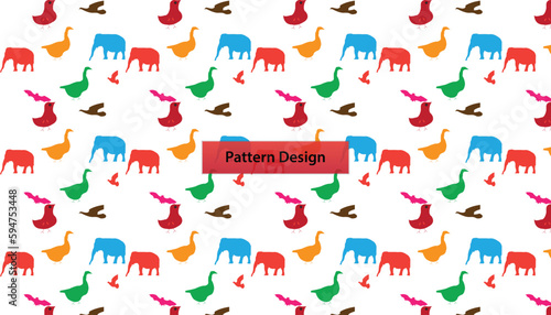 Seamless pattern design with animals . Vector illustration .