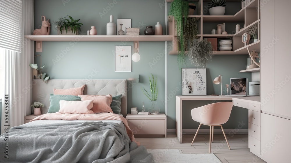 Teenage girl bedroom bedroom modern interior design. Cute room in ...