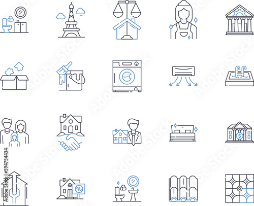 Room Refreshing line icons collection. Declutter, Clean, Organize, Paint, Decorate, Revamp, Rearrange vector and linear illustration. Upgrade,Refurbish,Rejuvenate outline signs set