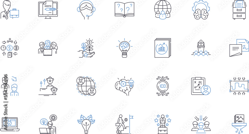 Promotion tactics line icons collection. Incentives, Discounts, Freebies, Referral, Contests, Social media, Collaborations vector and linear illustration. Influencers,Email,Loyalty outline signs set