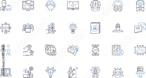 Promotion tactics line icons collection. Incentives, Discounts, Freebies, Referral, Contests, Social media, Collaborations vector and linear illustration. Influencers,Email,Loyalty outline signs set