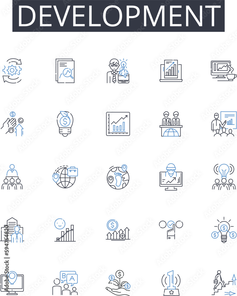 Development line icons collection. Advancement, Evolution, Progression, Improvement, Growth, Maturation, Expansion vector and linear illustration. Enhancement,Innovation,Refinement outline signs set Development line icons collection. Advancement, Evolution, Progression, Improvement, Growth, Maturation, Expansion vector and linear illustration. Enhancement,Innovation,Refinement outline signs set