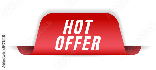 Colorful vector flat design banner hot offer. This sign is well adapted for web design.