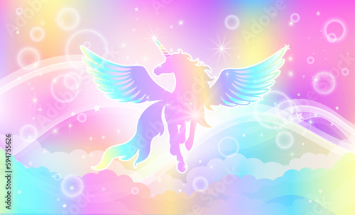Fantasy rainbow background in sparkling stars for design.