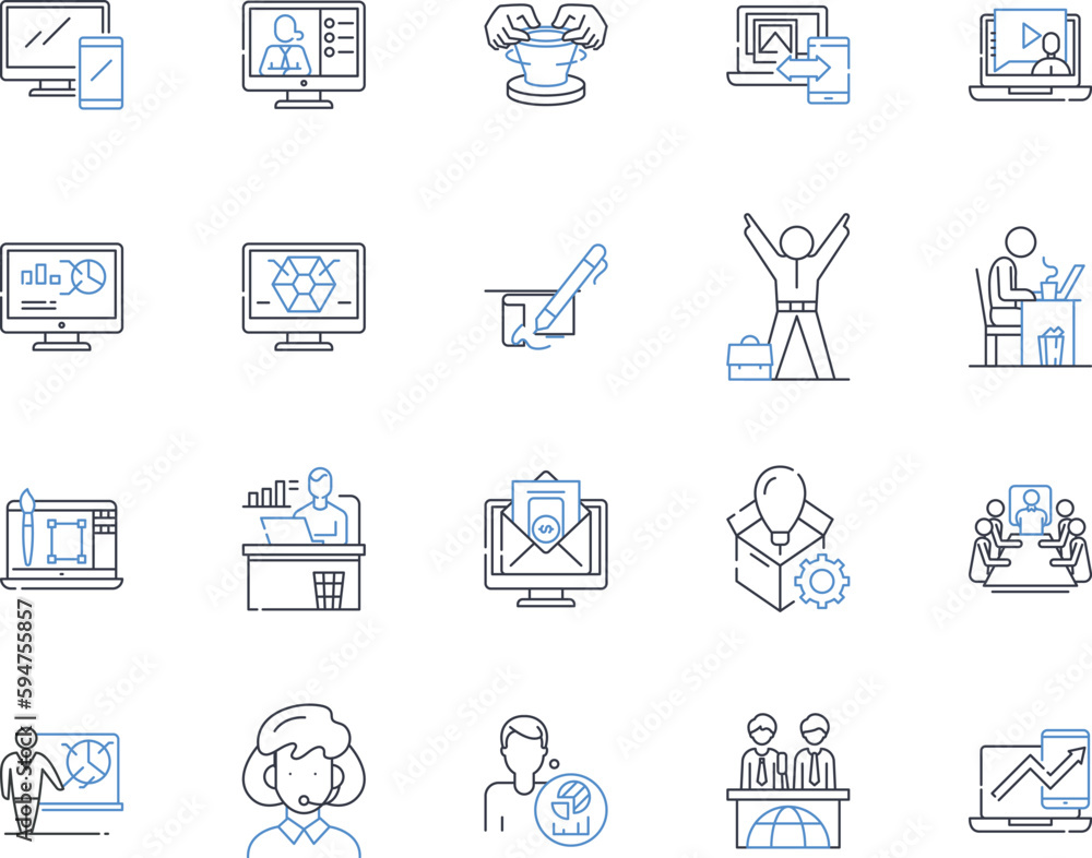Working breakfast line icons collection. Productivity, Nerking, Fuel ...