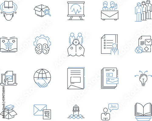 Competitive intelligence line icons collection. Analysis, Benchmarking, Profiling, Monitoring, Research, Strategy, Insight vector and linear illustration. Data,Market,Investigation outline signs set