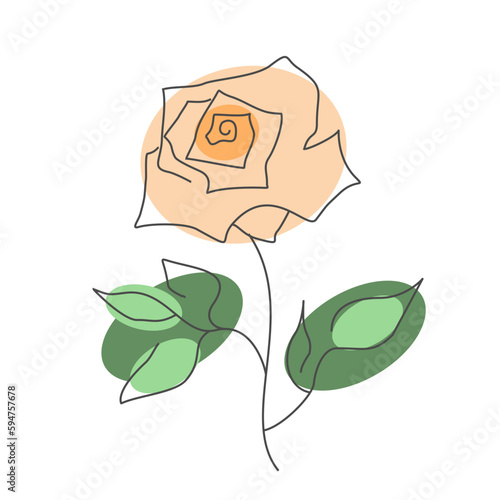 Sketching drawing of a rose. Image of a lilac flower