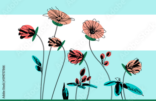 Pattern of forest flower stellaria. Background based on inflorescences, leaves and buds of delicate spring flowers