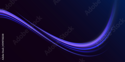 Abstract technology light lines background 3d. Glitter blue wave light effect. Magic golden luminous glow design. Neon motion glowing wavy lines. Vector illustration. 