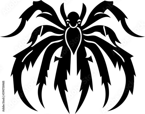 Tarantula spider logo in black and white color, vector illustration of arthropod, poisonous animal