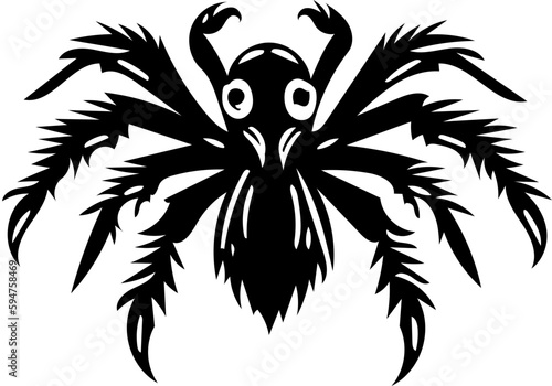 Tarantula spider logo in black and white color, vector illustration of arthropod, poisonous animal