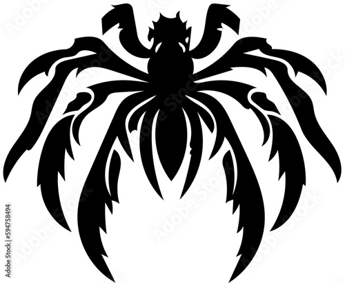Tarantula spider logo in black and white color, vector illustration of arthropod, poisonous animal