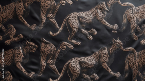 panther pattern fabric. full frame. top view.  Generative AI