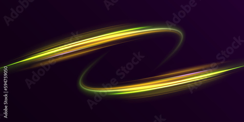 Futuristic dynamic motion technology. Blue and green speed abstract technology background. Neon color glowing lines background, high-speed light trails effect. 