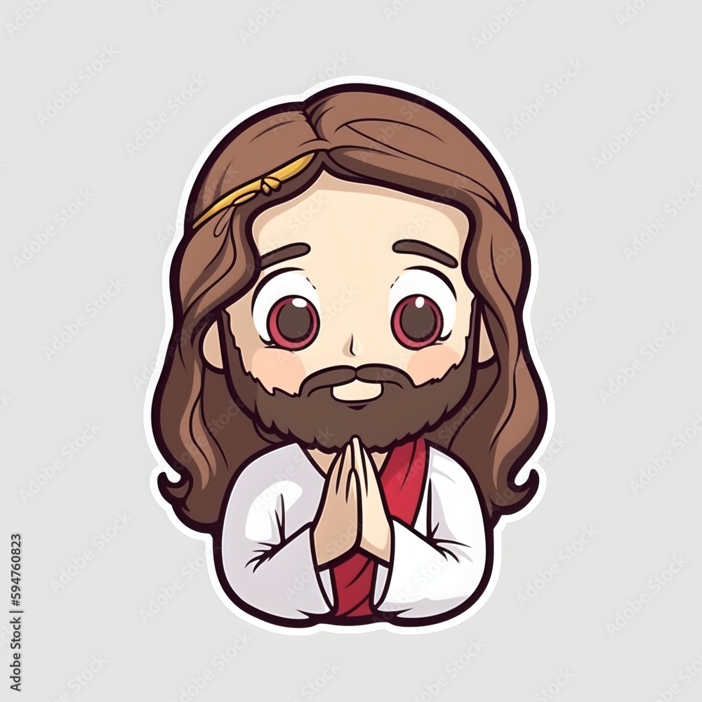Cutting sticker Jesus Christ. For Good Friday or Ascension Day. for greeting cards. Generative Ai Cutting sticker Jesus Christ. For Good Friday or Ascension Day. for greeting cards. Generative Ai