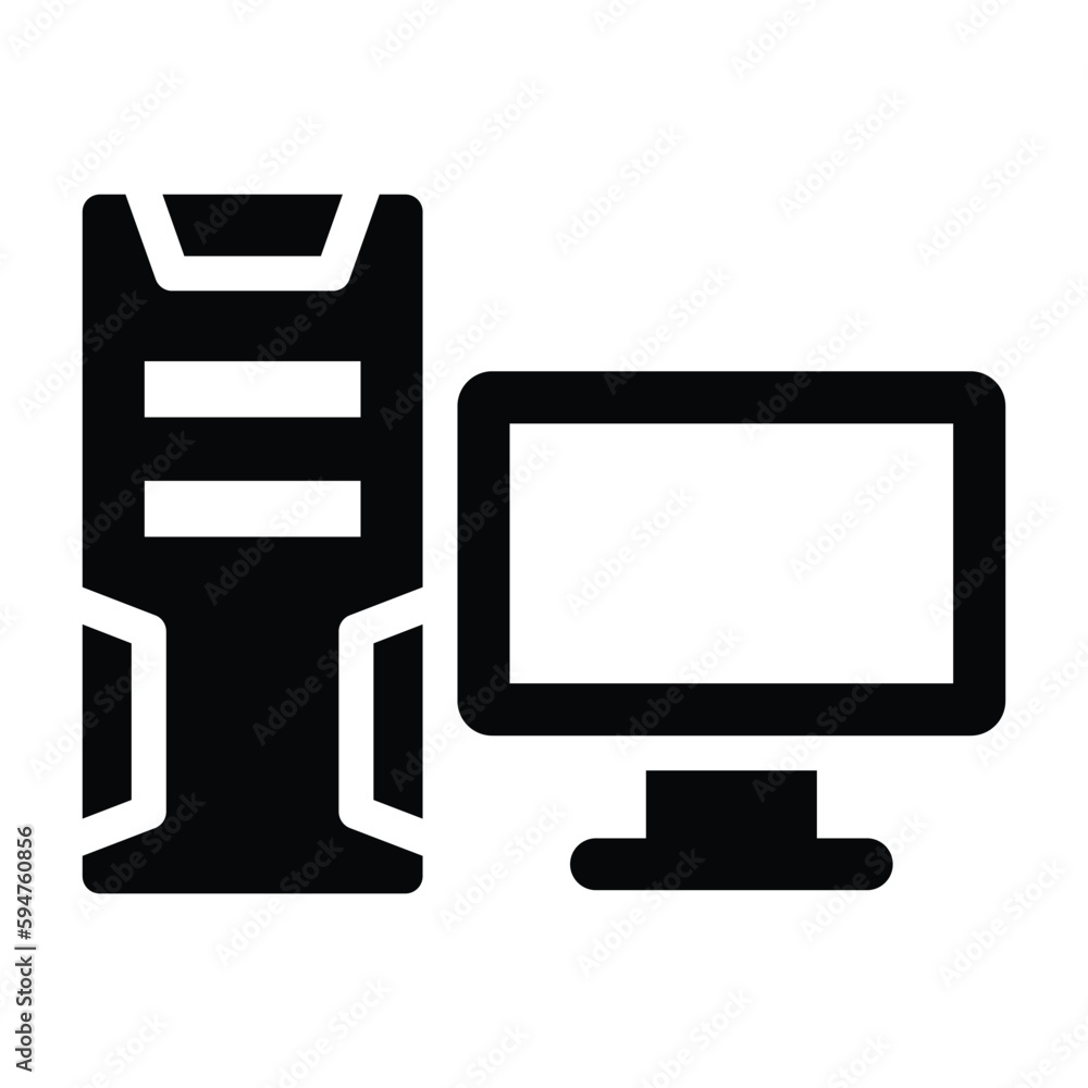 personal computer solid icon illustration vector graphic personal computer solid icon illustration vector graphic