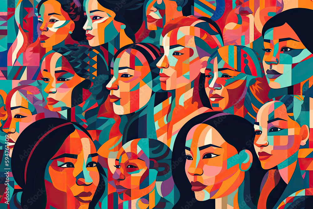 Stock-illustrationen A striking digital art piece depicting a crowd of