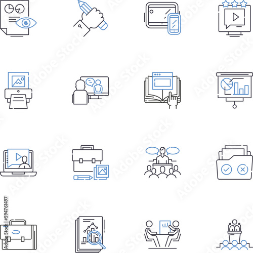 Account line icons collection. Balance, Transactions, Records, Credit, Debit, Ledger, Statement vector and linear illustration. Savings,Checking,Withdrawal outline signs set