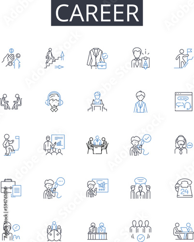 Career line icons collection. Job, Profession, Employment, Occupation, Vocation, Trade, Workforce vector and linear illustration. Livelihood,Calling,Avocation outline signs set