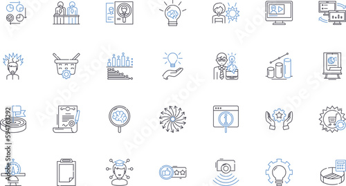 Creativity and innovation line icons collection. Inventive, Resourceful, Visionary, Imaginative, Innovative, Piering, Original vector and linear illustration. Ingenious,Trailblazing,Insightful outline