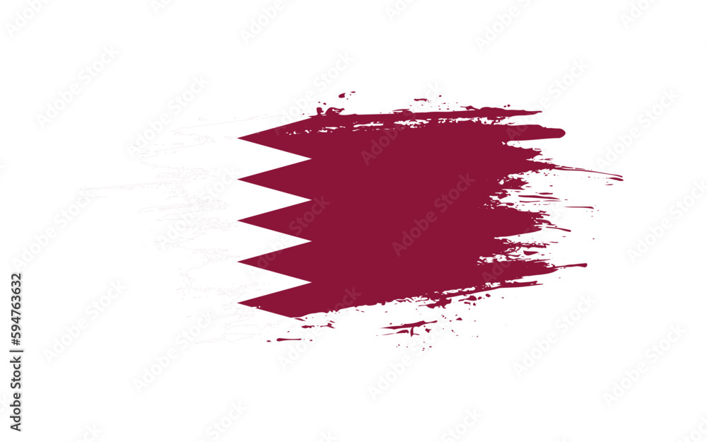 Creative hand-drawn brush stroke flag of QATAR country vector illustration
