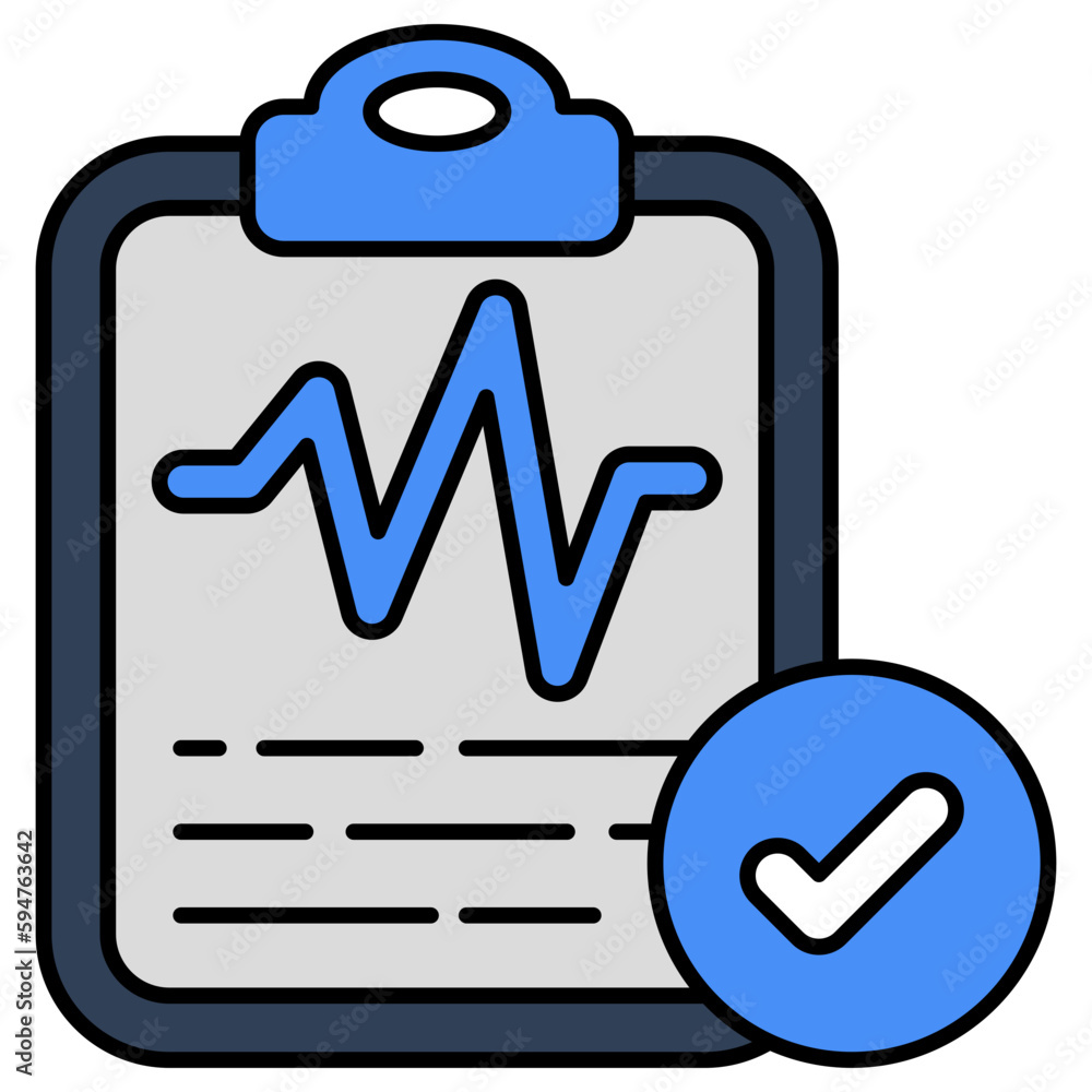 A flat design icon of ecg report A flat design icon of ecg report