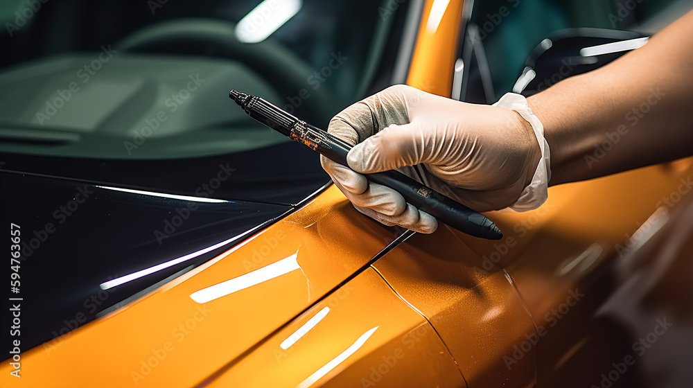 Detailer using a dualaction polisher or rotary polisher to polish and restore the paintwork of