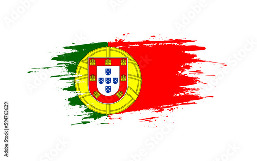 Creative hand-drawn brush stroke flag of PORTUGAL country vector illustration