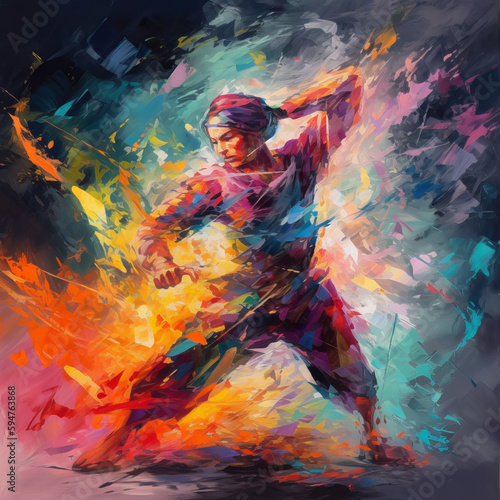 Agile and Fierce: Jiu Jitsu Fighter in an Oil Painting photo
