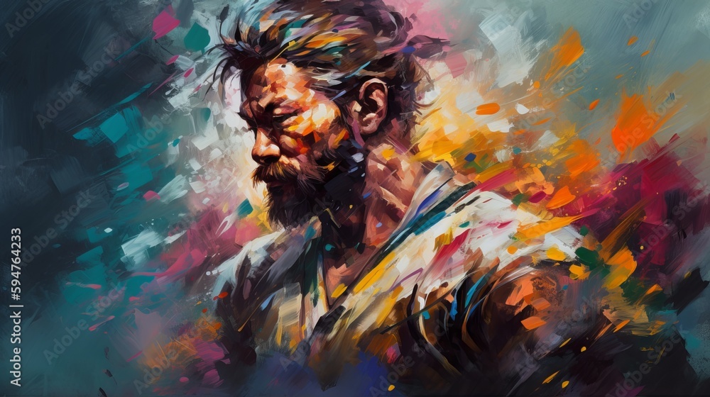 Agile and Fierce: Jiu Jitsu Fighter in an Oil Painting Agile and Fierce: Jiu Jitsu Fighter in an Oil Painting