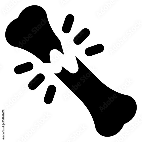 A flat design icon of broken bone 