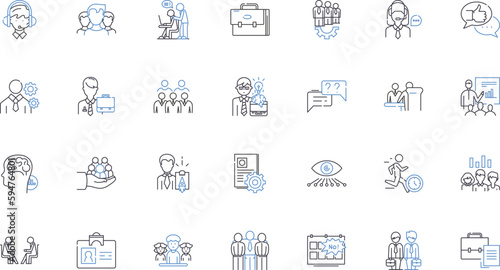 Public representation line icons collection. Advocacy, Image, Impression, Perception, Profile, Persona, Visibility vector and linear illustration. Popularity,Reputation,Respectability outline signs
